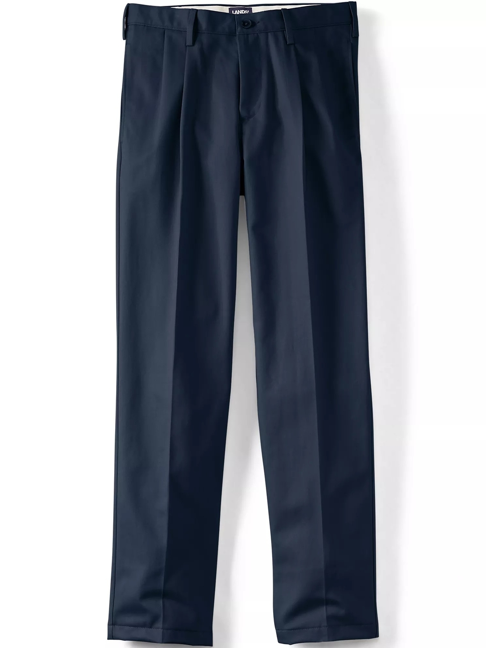 Men's No Iron Comfort Waist Traditional Fit Pleated Front Chino Pant Navy Sz 37